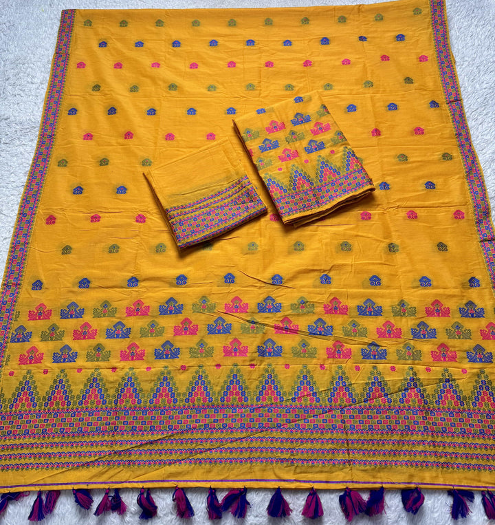 Ready-To-Wear Multi-Dhaga Work Super Cotton* Mekhela Sador