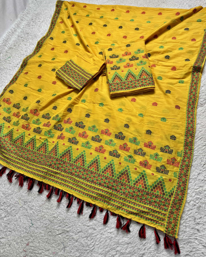 Ready-To-Wear Multi-Dhaga Work Super Cotton* Mekhela Sador