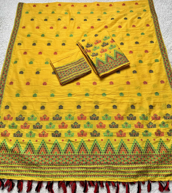 Ready-To-Wear Multi-Dhaga Work Super Cotton* Mekhela Sador
