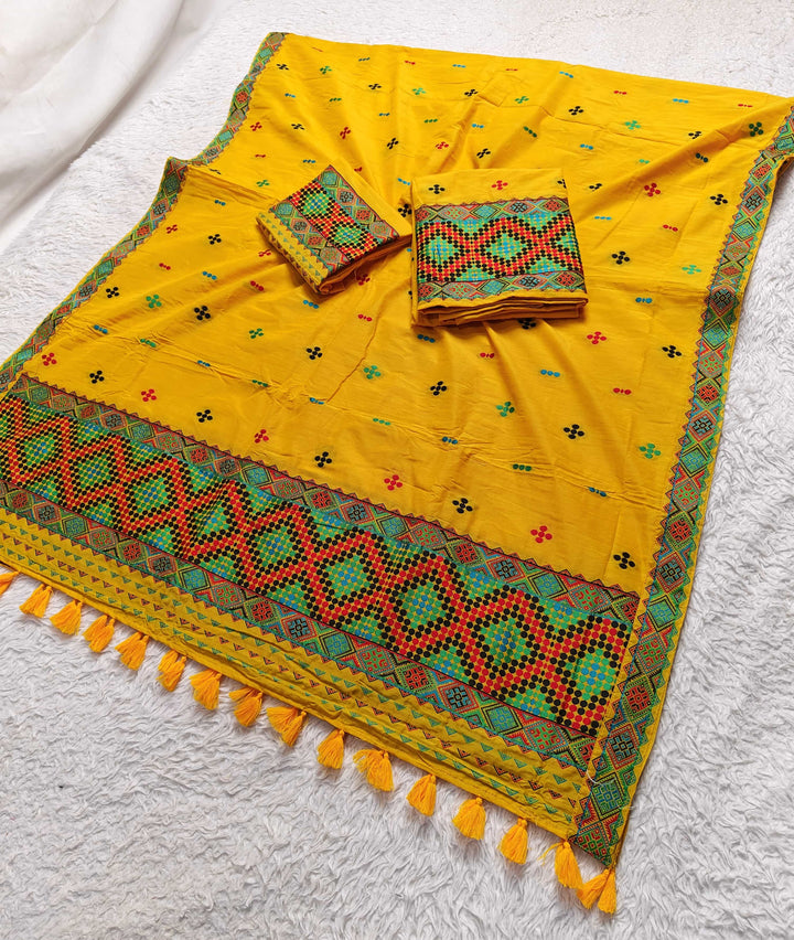 Ready-To-Wear Multi-Dhaga Work Super Cotton* Mekhela Sador