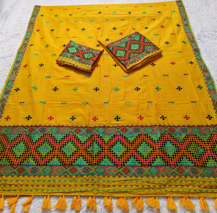 Ready-To-Wear Multi-Dhaga Work Super Cotton* Mekhela Sador