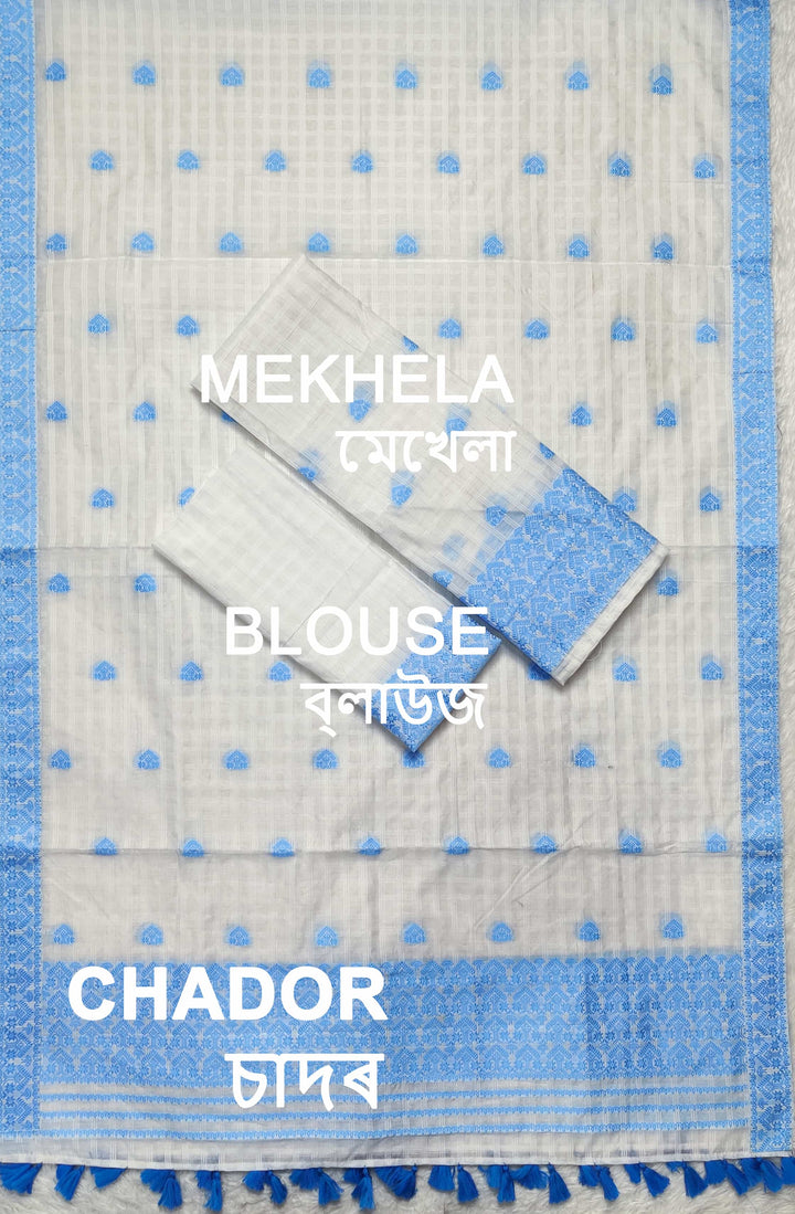 Ready-To-Wear Cotton Checks* Mekhela Sador