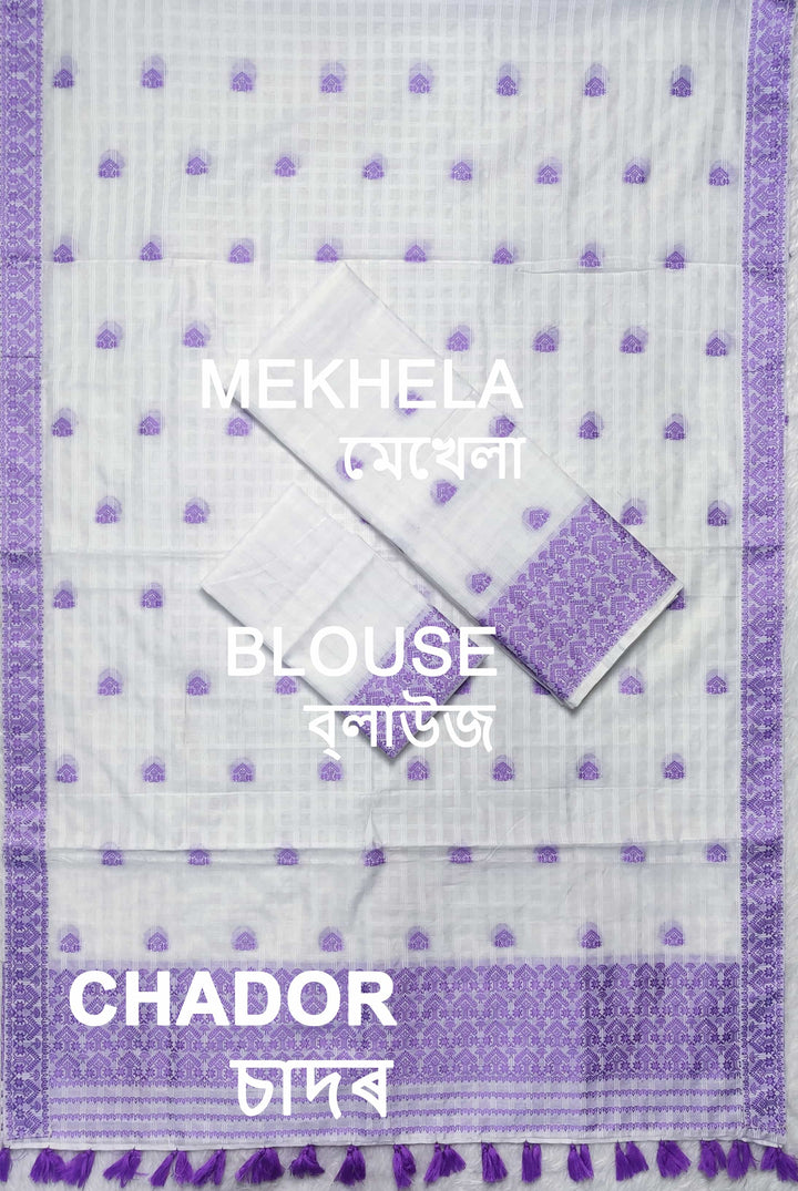Ready-To-Wear Cotton Checks* Mekhela Sador