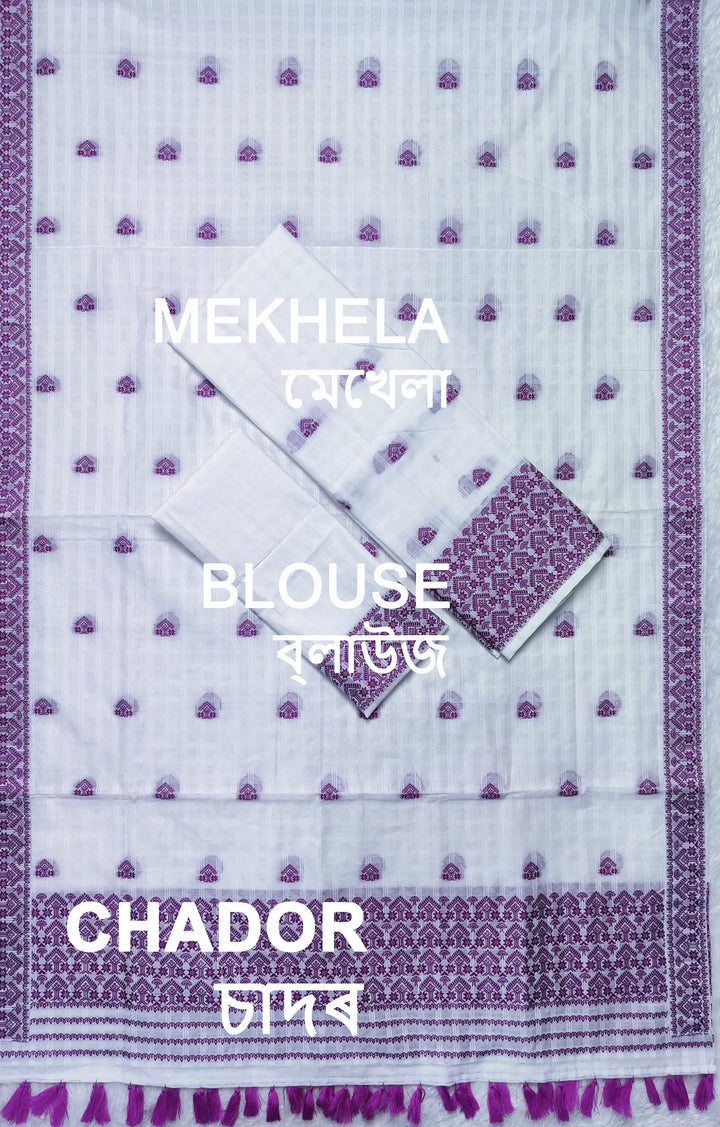 Ready-To-Wear Cotton Checks* Mekhela Sador