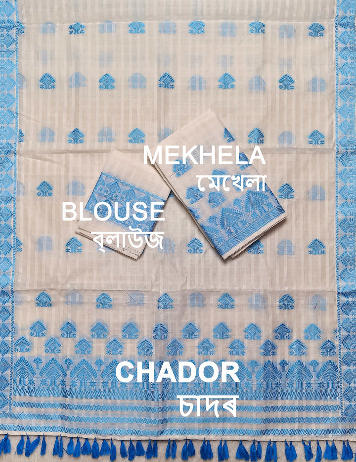 Ready-To-Wear Cotton Checks* Mekhela Sador