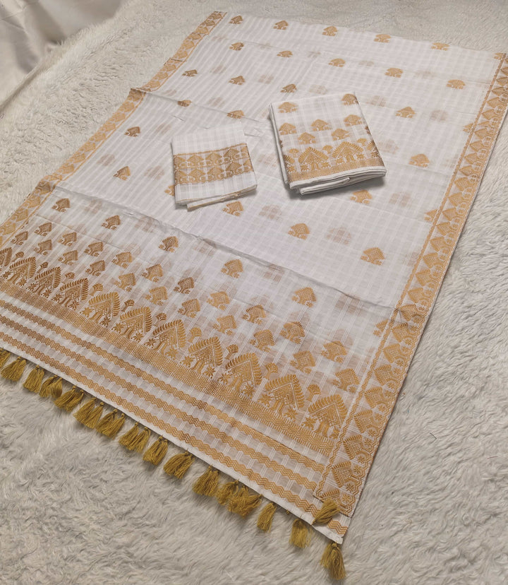 Ready-To-Wear Cotton Checks* Mekhela Sador