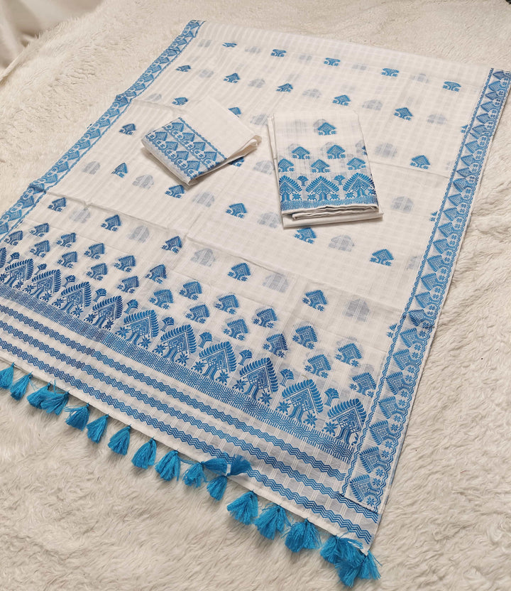Ready-To-Wear Cotton Checks* Mekhela Sador