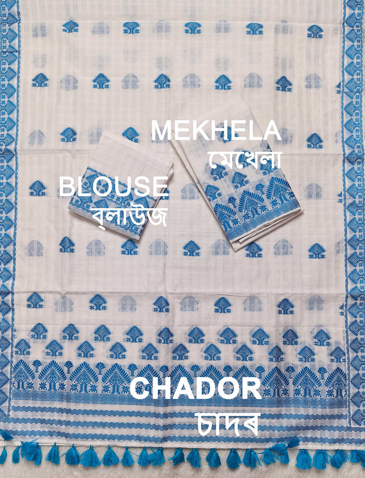 Ready-To-Wear Cotton Checks* Mekhela Sador