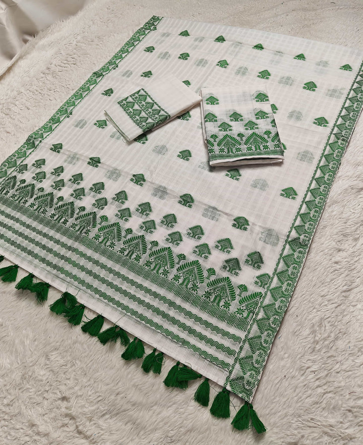 Ready-To-Wear Cotton Checks* Mekhela Sador
