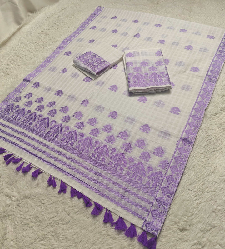 Ready-To-Wear Cotton Checks* Mekhela Sador
