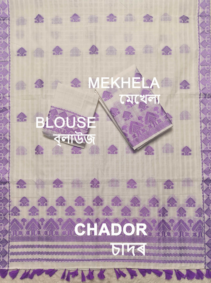 Ready-To-Wear Cotton Checks* Mekhela Sador