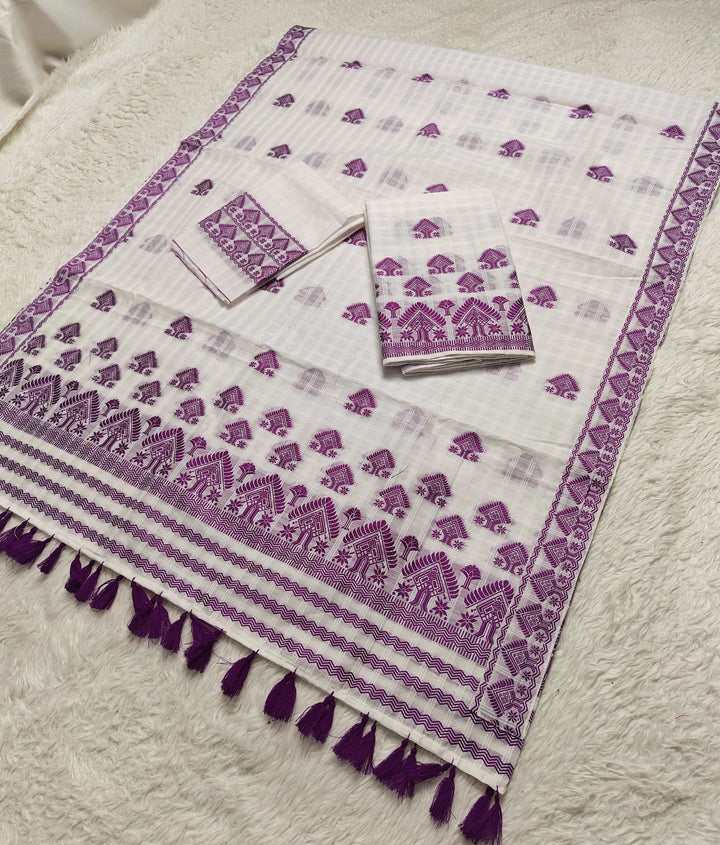 Ready-To-Wear Cotton Checks* Mekhela Sador