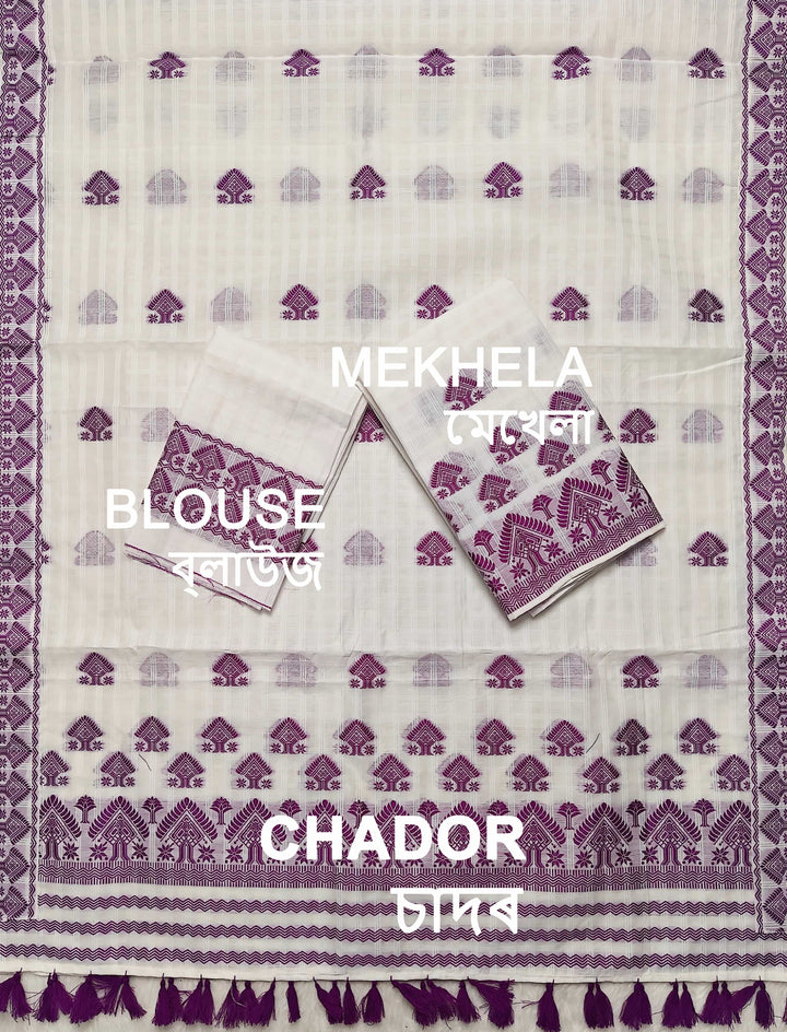 Ready-To-Wear Cotton Checks* Mekhela Sador