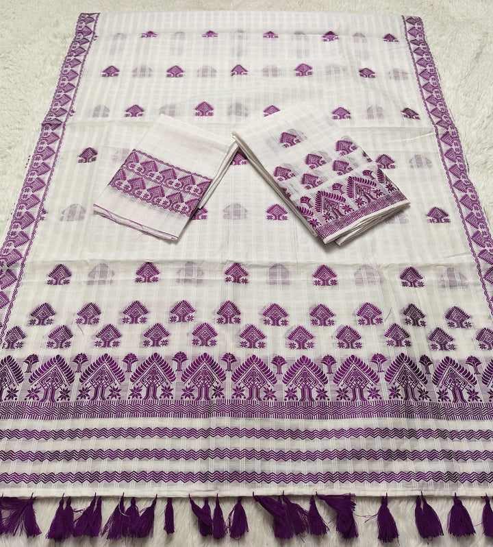 Ready-To-Wear Cotton Checks* Mekhela Sador