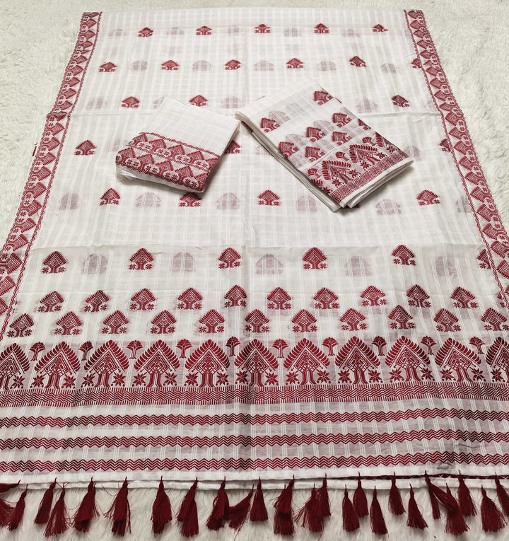 Ready-To-Wear Cotton Checks* Mekhela Sador