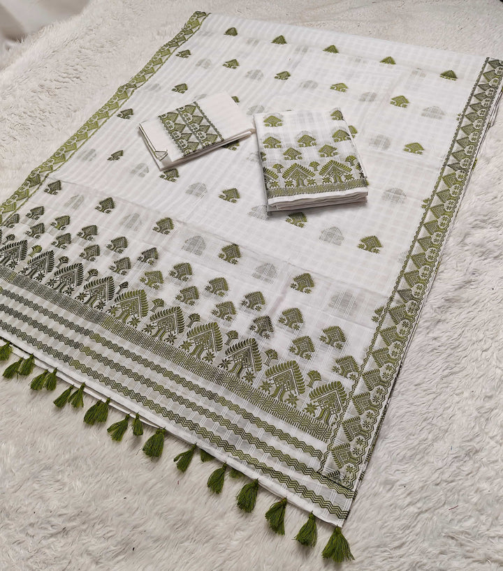 Ready-To-Wear Cotton Checks* Mekhela Sador