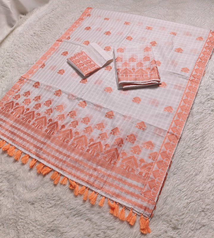 Ready-To-Wear Cotton Checks* Mekhela Sador