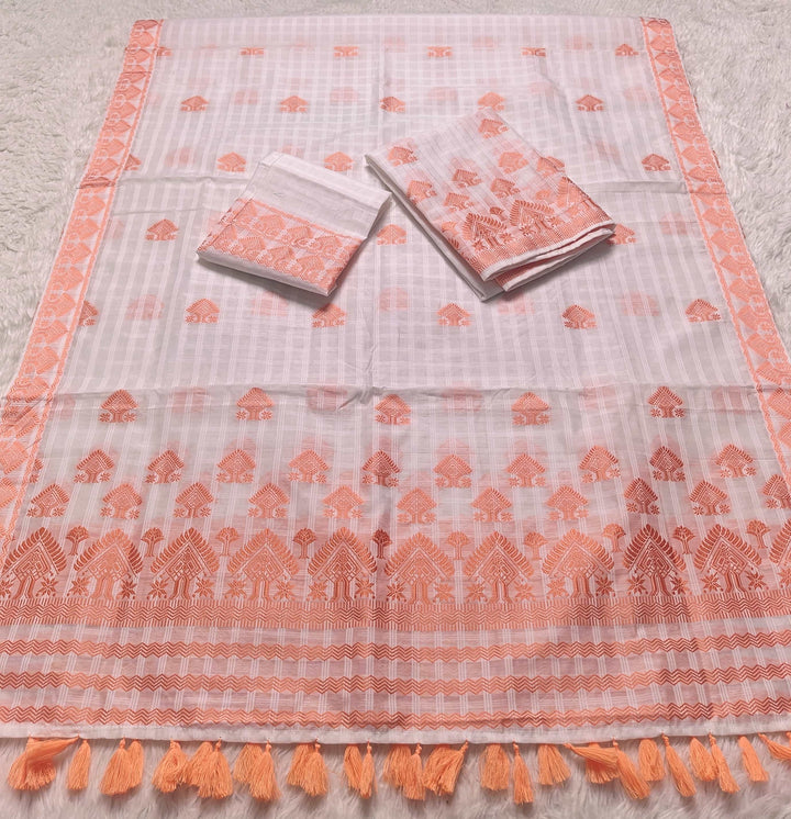 Ready-To-Wear Cotton Checks* Mekhela Sador