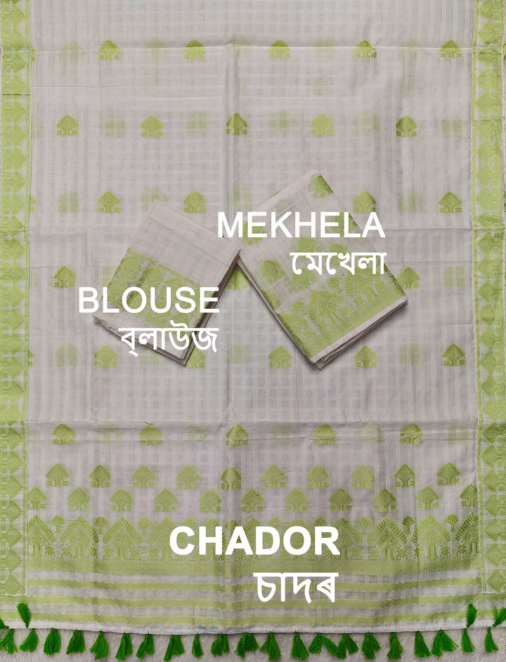 Ready-To-Wear Cotton Checks* Mekhela Sador