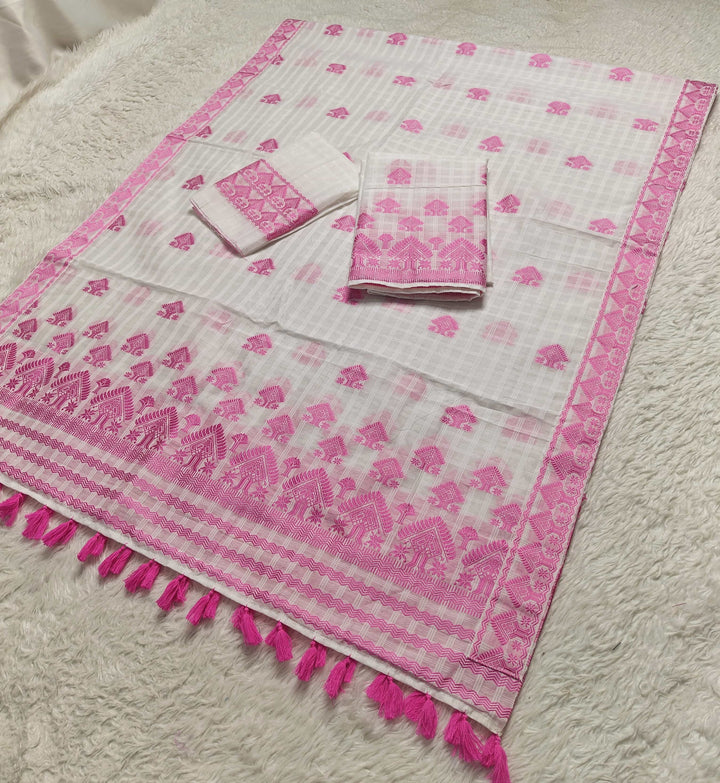 Ready-To-Wear Cotton Checks* Mekhela Sador