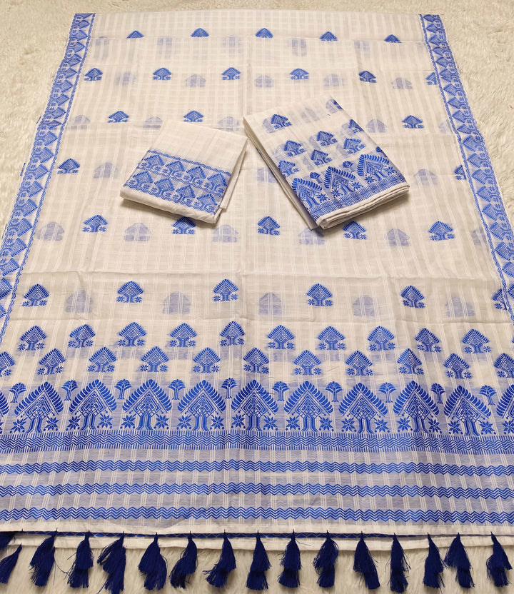 Ready-To-Wear Cotton Checks* Mekhela Sador
