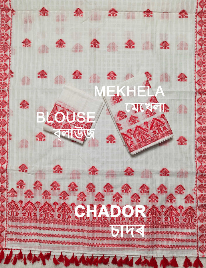 Ready-To-Wear Cotton Checks* Mekhela Sador