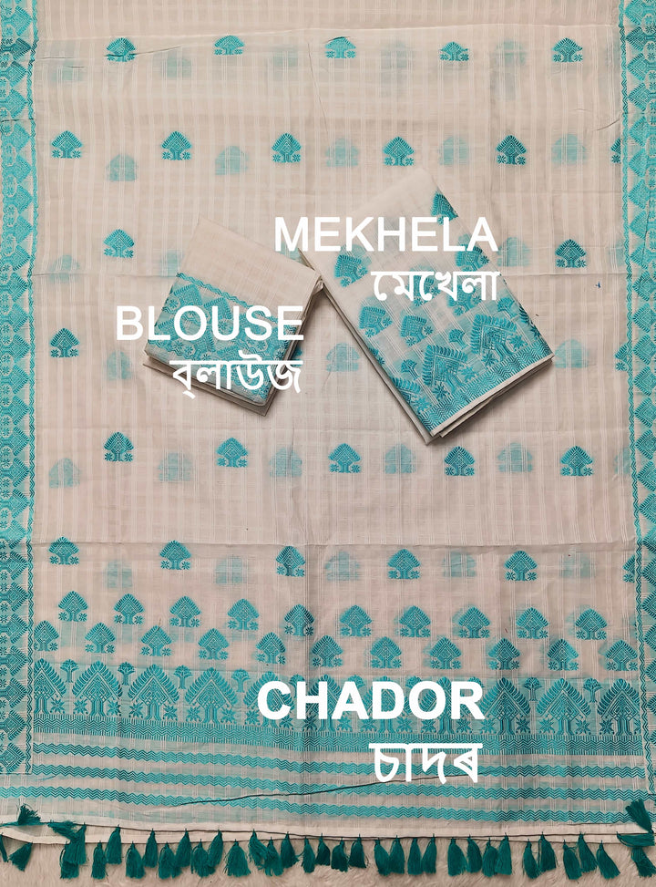 Ready-To-Wear Cotton Checks* Mekhela Sador