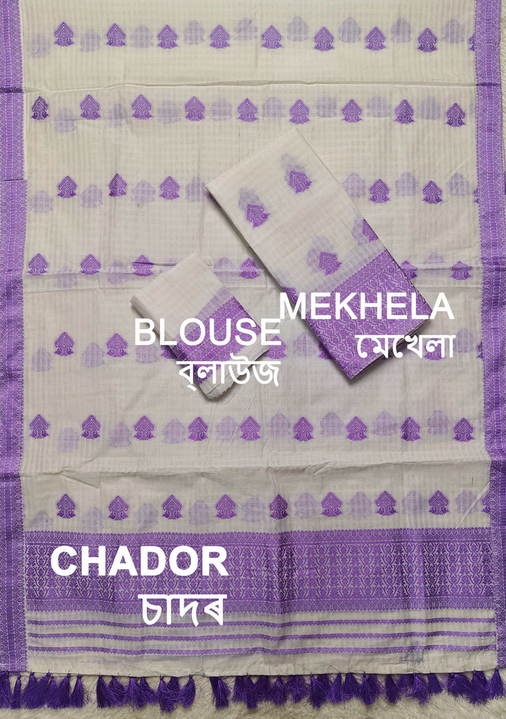 Ready-To-Wear Cotton Checks* Mekhela Sador