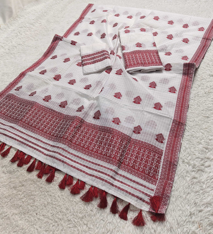 Ready-To-Wear Cotton Checks* Mekhela Sador