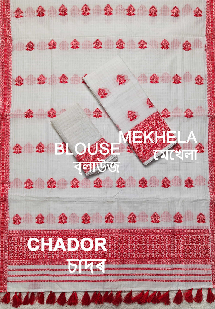 Ready-To-Wear Cotton Checks* Mekhela Sador
