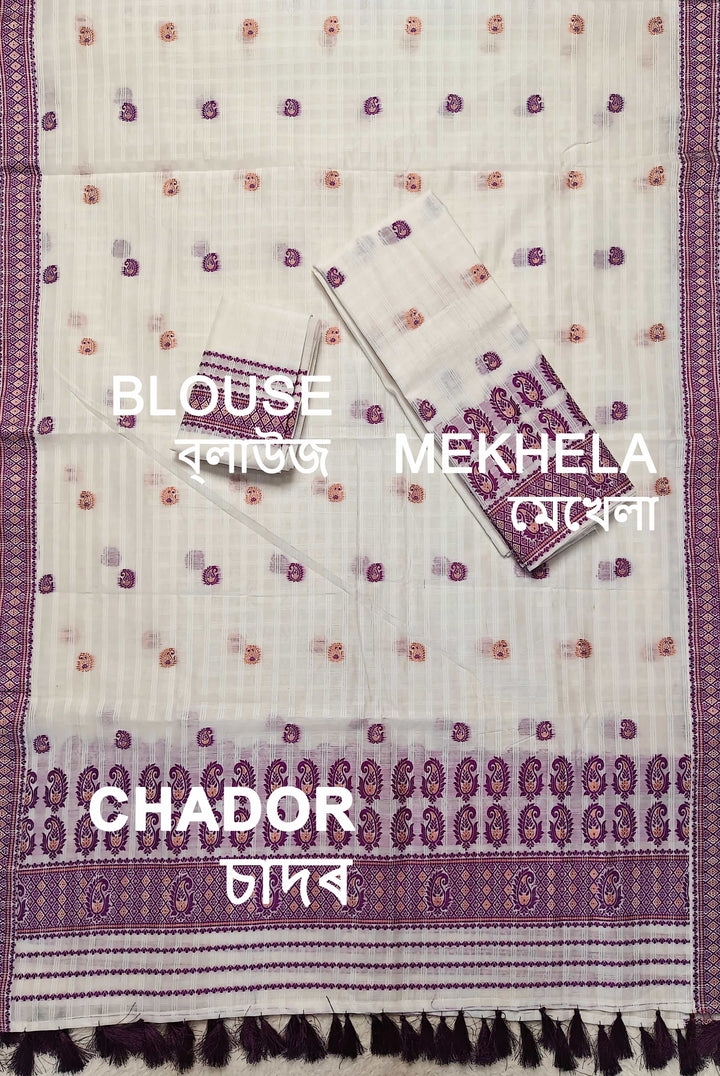 Ready-To-Wear Cotton Checks* Mekhela Sador