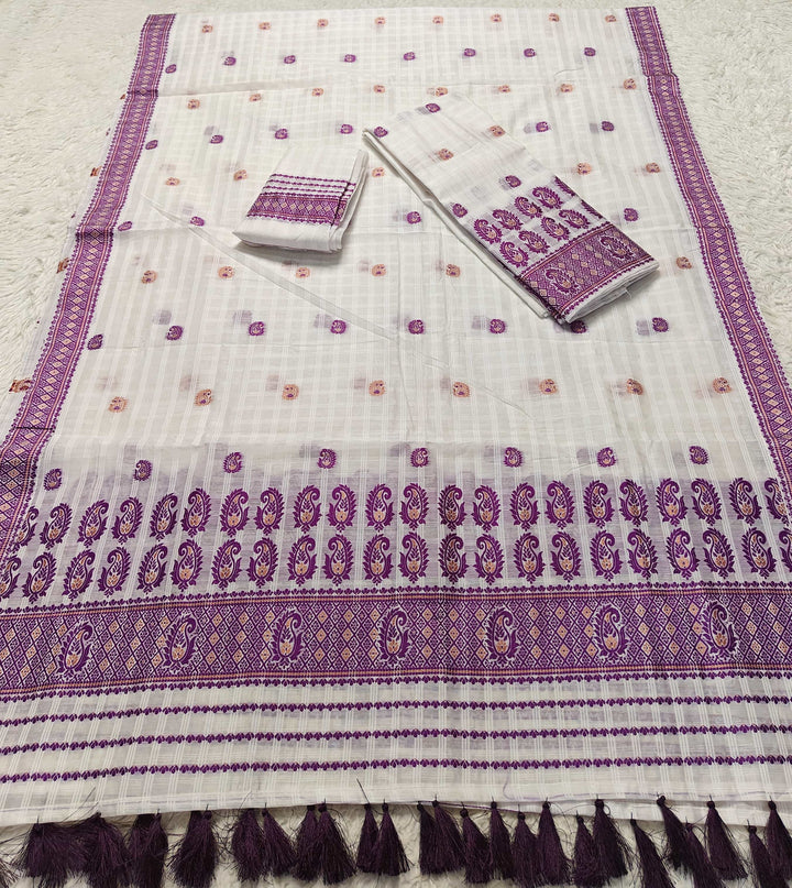 Ready-To-Wear Cotton Checks* Mekhela Sador