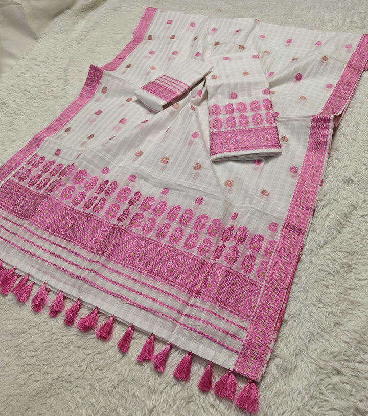 Ready-To-Wear Cotton Checks* Mekhela Sador