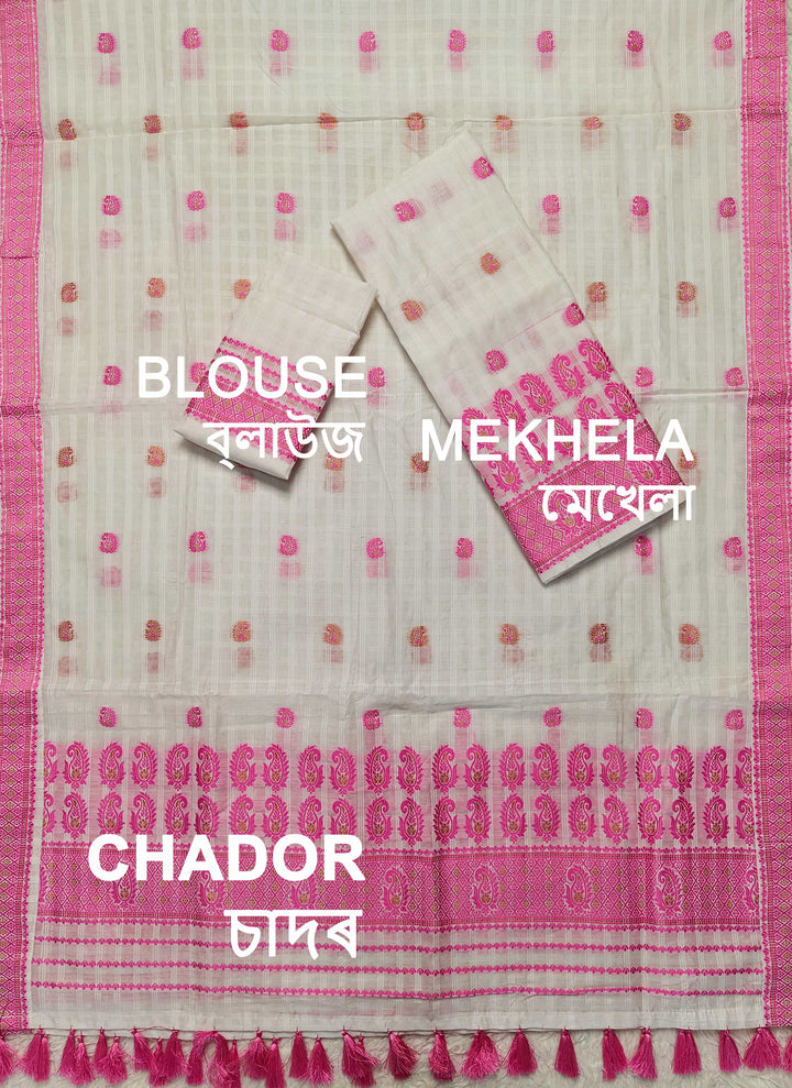 Ready-To-Wear Cotton Checks* Mekhela Sador