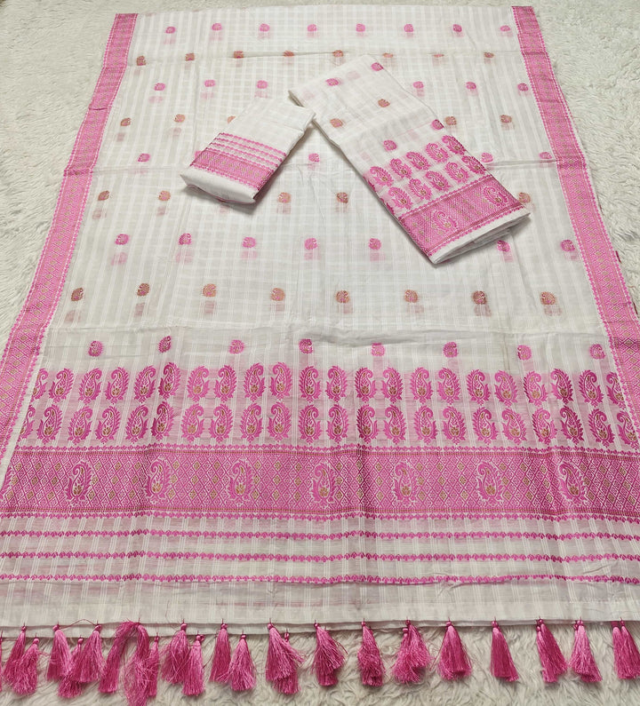 Ready-To-Wear Cotton Checks* Mekhela Sador