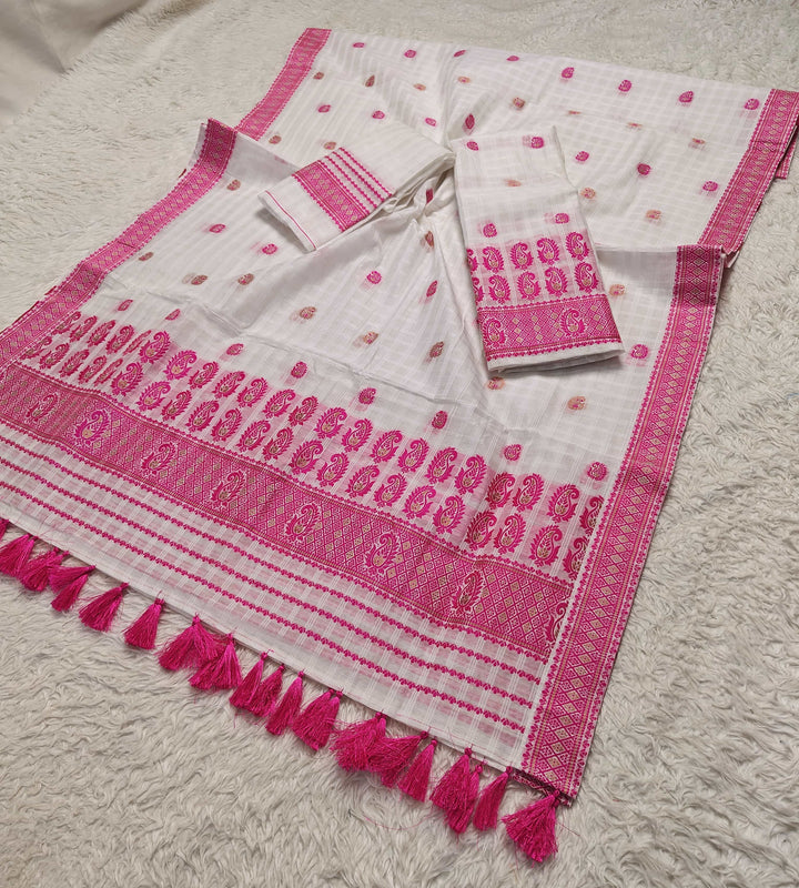 Ready-To-Wear Cotton Checks* Mekhela Sador