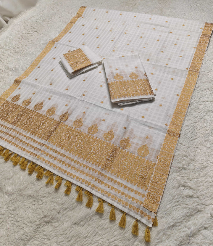 Ready-To-Wear Cotton Checks* Mekhela Sador