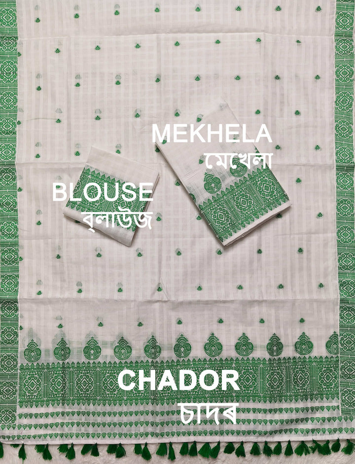 Ready-To-Wear Cotton Checks* Mekhela Sador