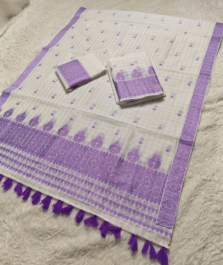 Ready-To-Wear Cotton Checks* Mekhela Sador