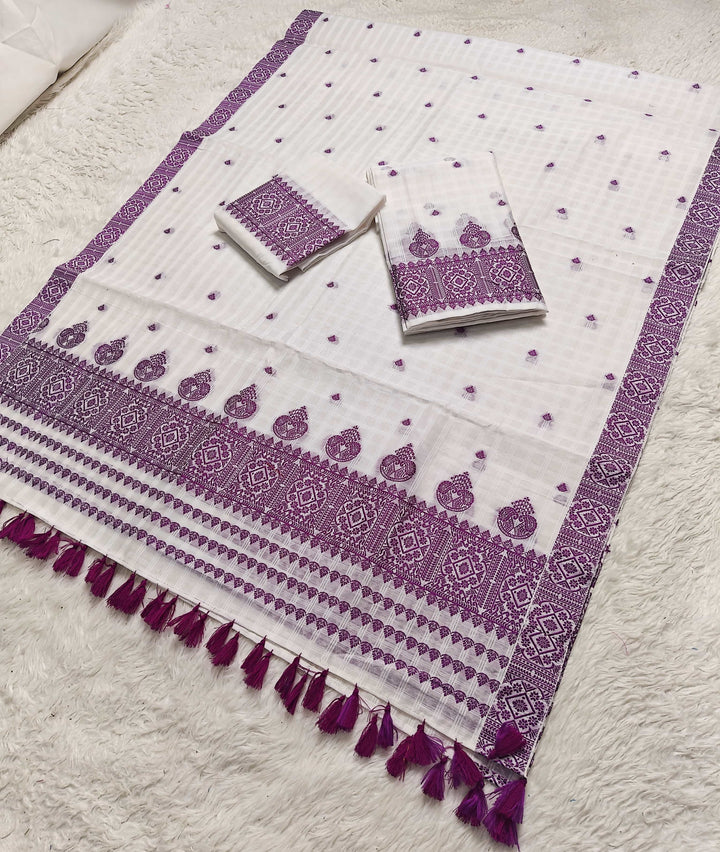 Ready-To-Wear Cotton Checks* Mekhela Sador