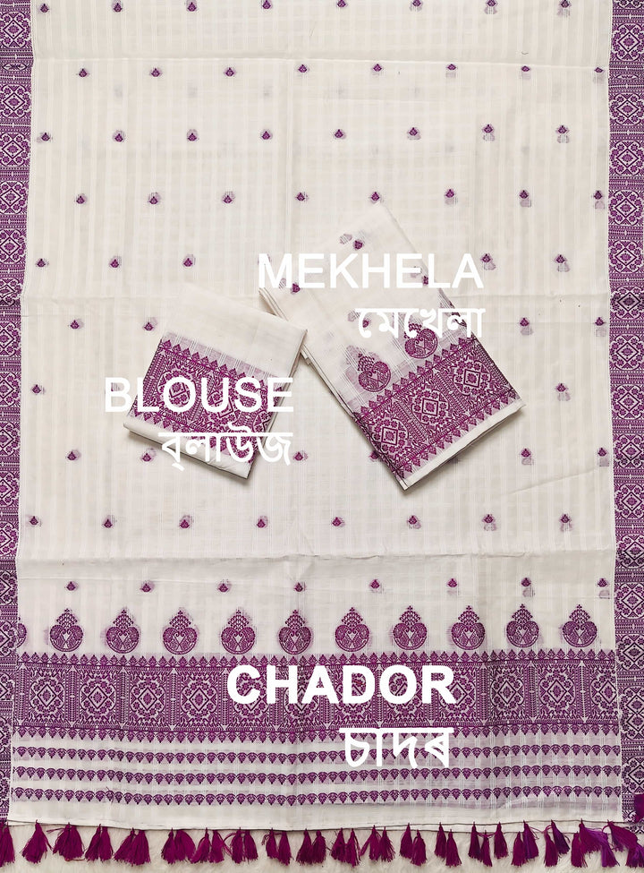 Ready-To-Wear Cotton Checks* Mekhela Sador