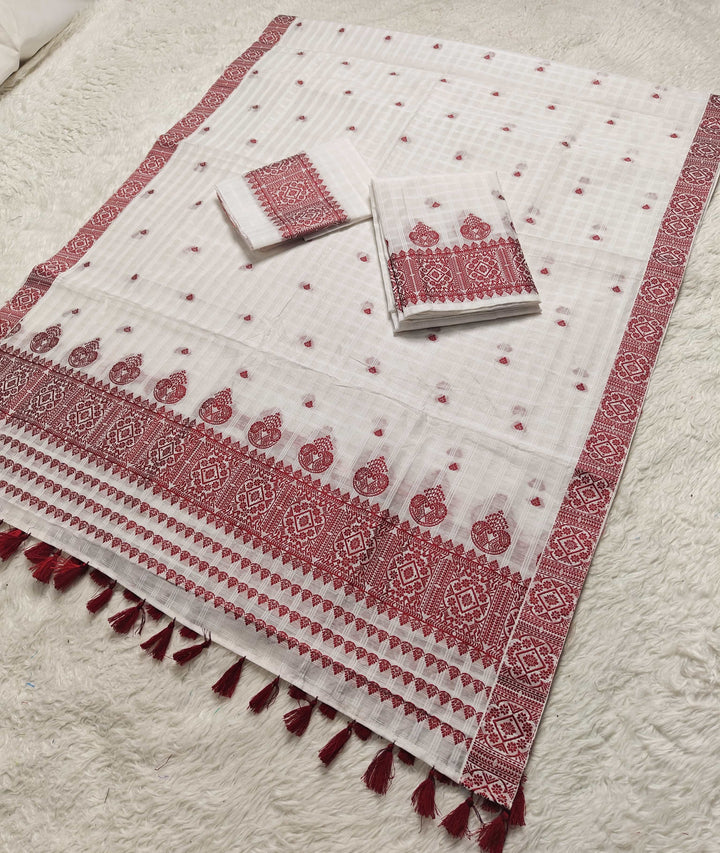 Ready-To-Wear Cotton Checks* Mekhela Sador