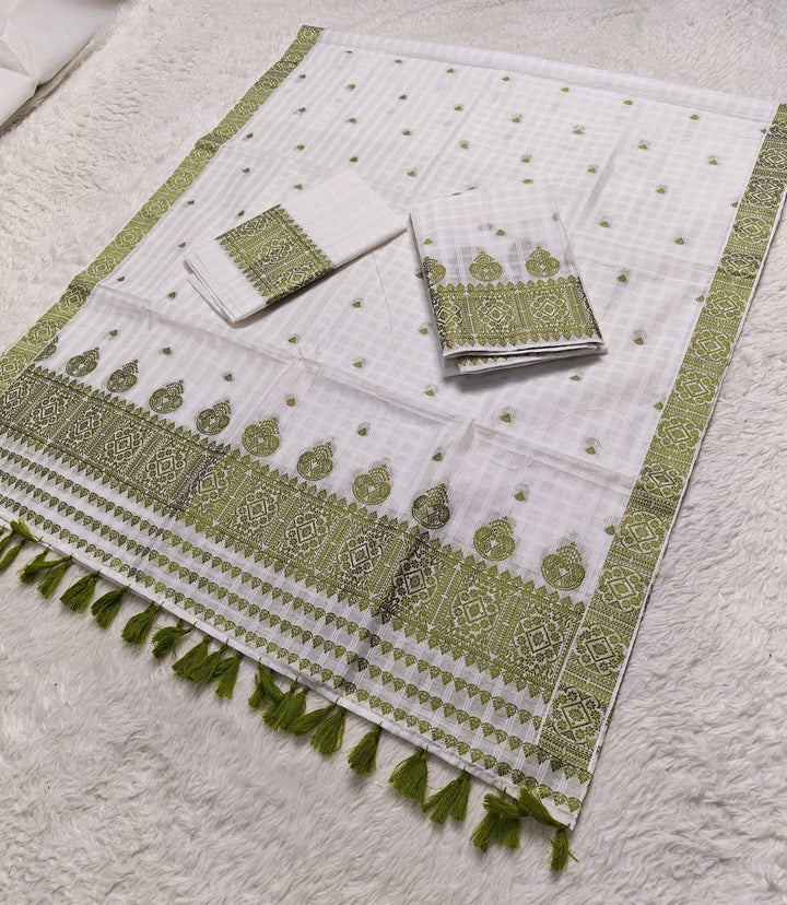 Ready-To-Wear Cotton Checks* Mekhela Sador