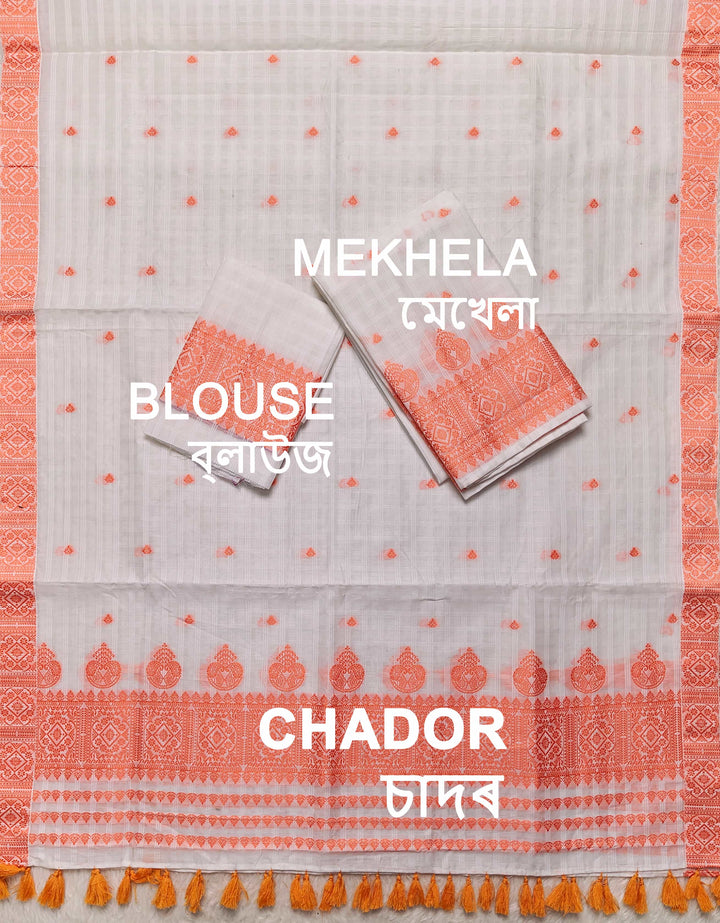 Ready-To-Wear Cotton Checks* Mekhela Sador