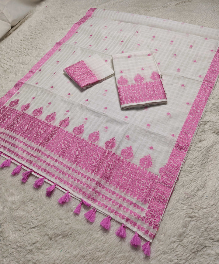 Ready-To-Wear Cotton Checks* Mekhela Sador