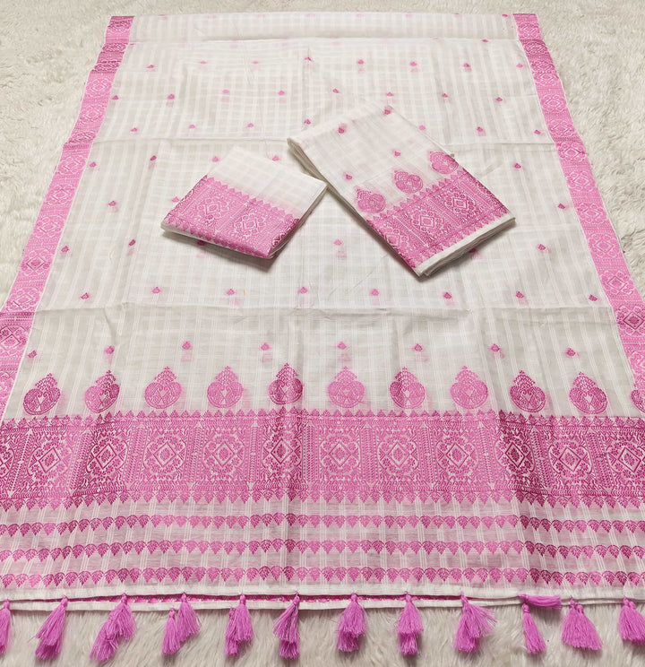 Ready-To-Wear Cotton Checks* Mekhela Sador