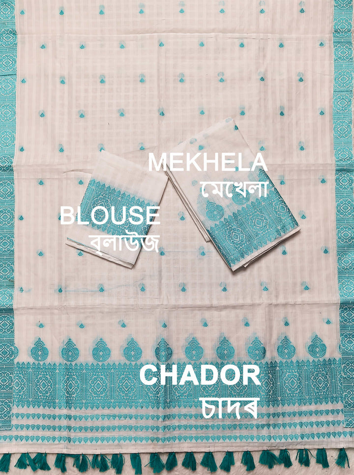 Ready-To-Wear Cotton Checks* Mekhela Sador