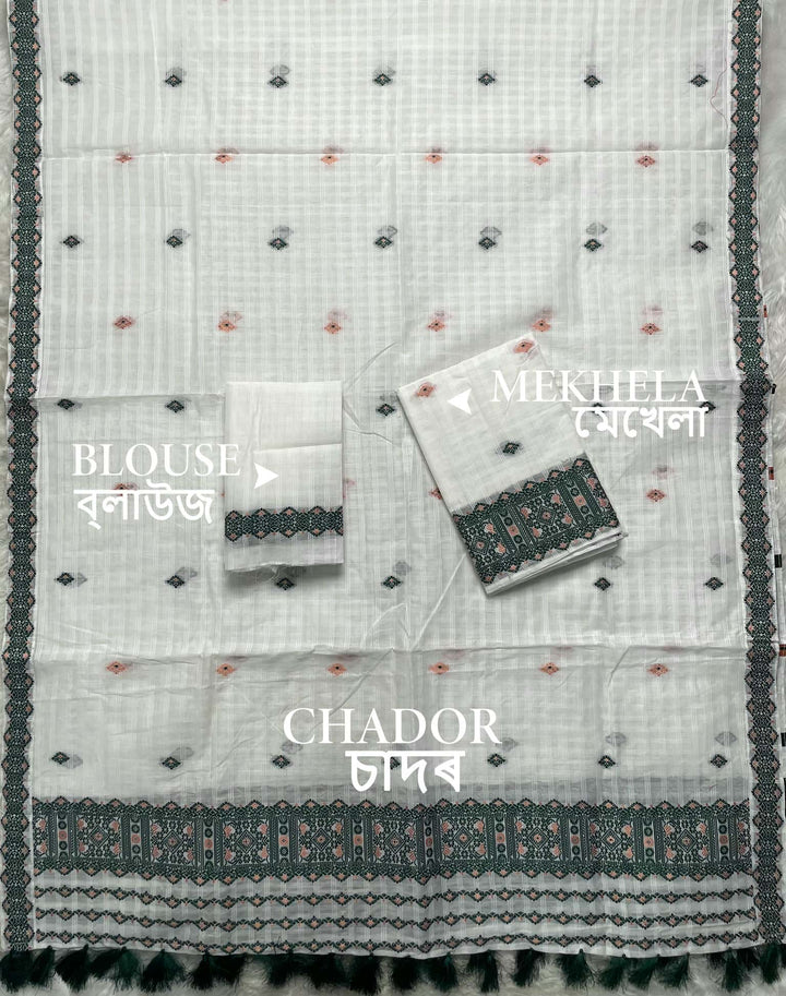 Ready-To-Wear Cotton Checks* Mekhela Sador
