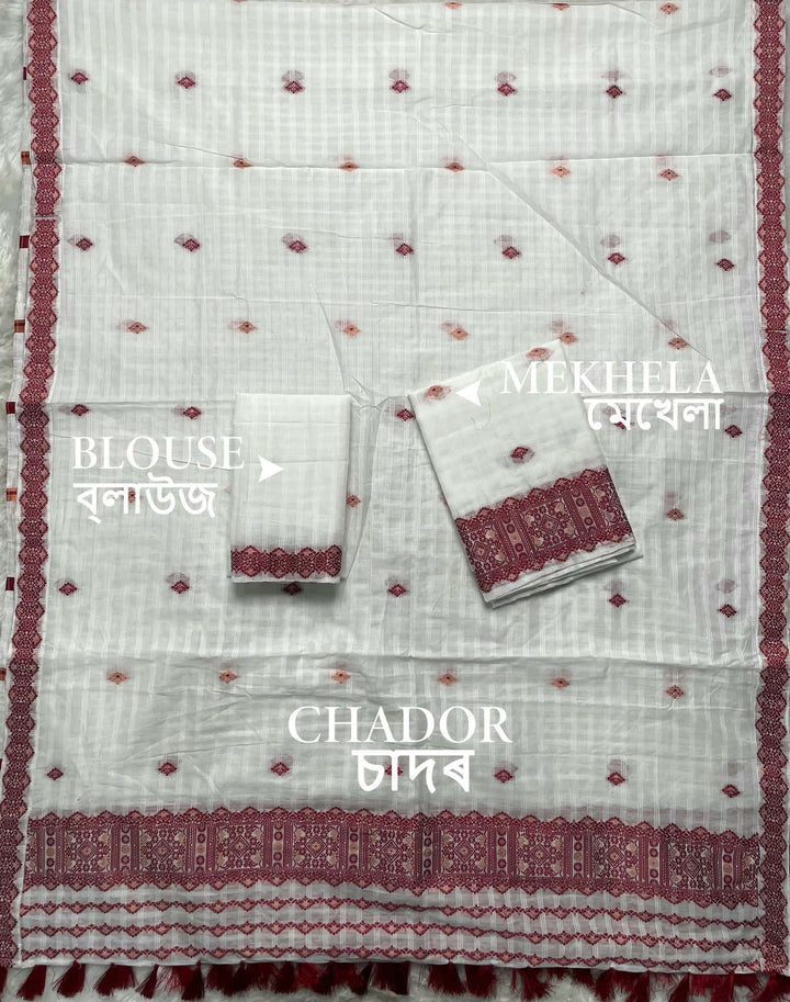 Ready-To-Wear Cotton Checks* Mekhela Sador