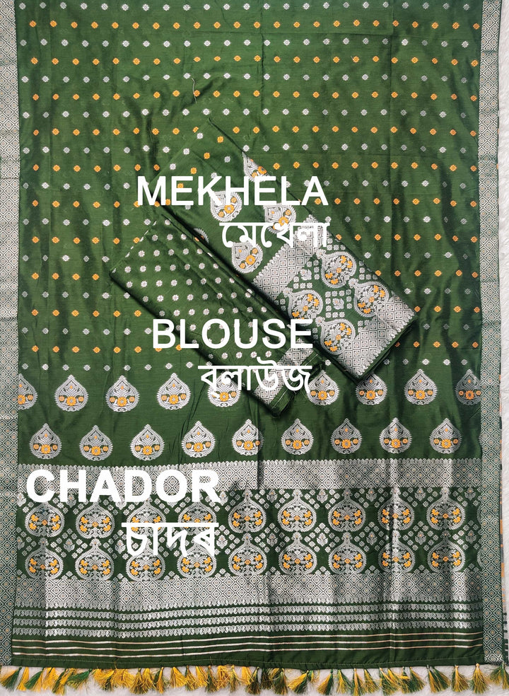 Ready-To-Wear Silver Jari Super Cotton* Mekhela Sador